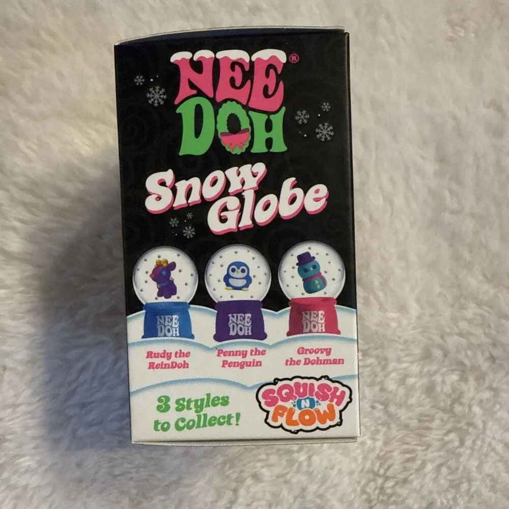 Authentic Needoh Penny the Penguin Purple Nee Doh Squish N Flow Snow Globe RARE